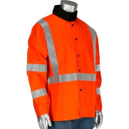 PIP Ironcat 30in Cotton Jacket w/ Reflective Stripes, Hi-Vis Orange, 2XL 7060/2XL